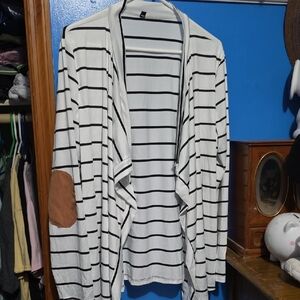 Striped Open-Front Cardigan